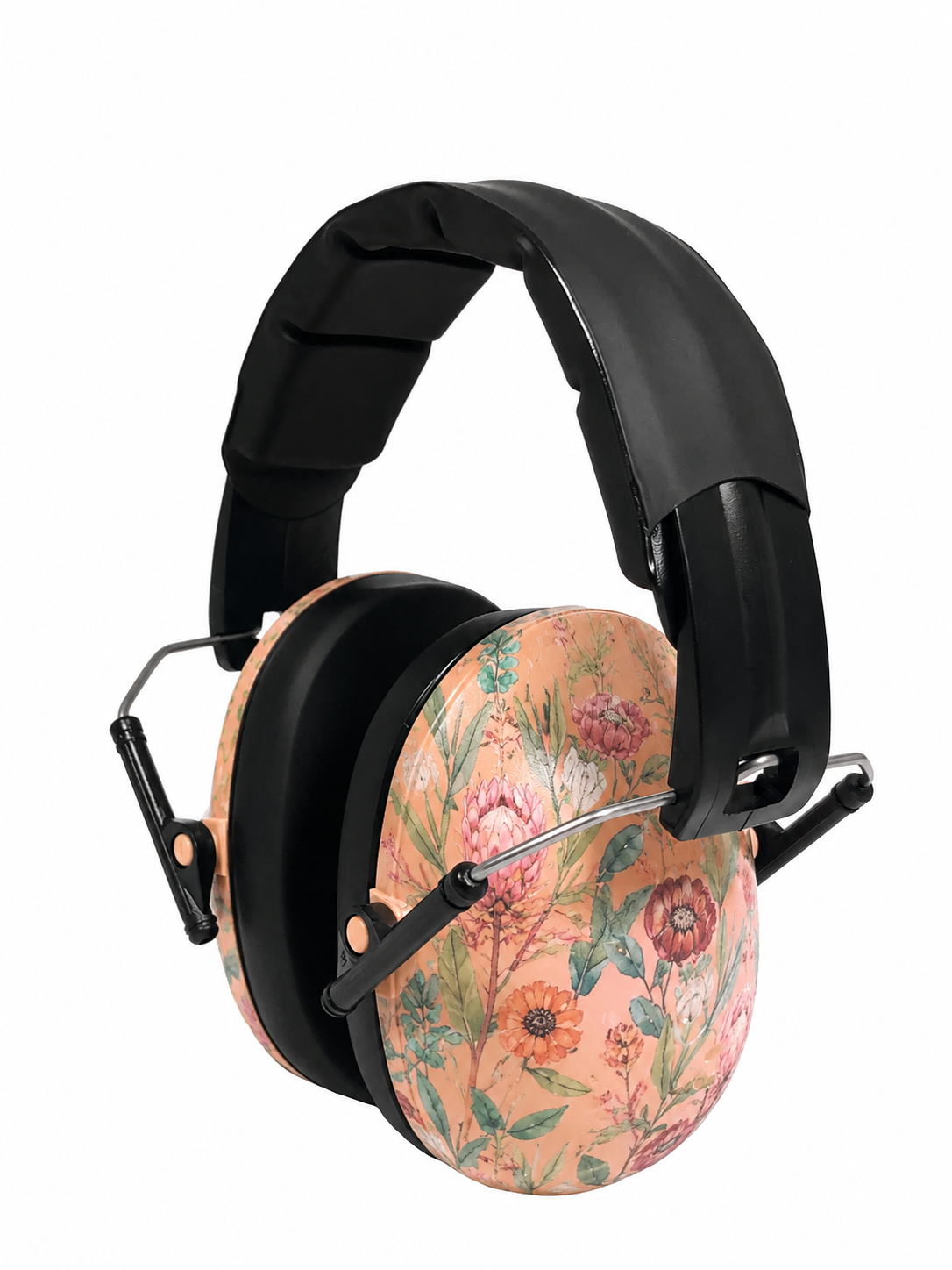 BANZ Kidz ear defenders in Waratah red, angled view